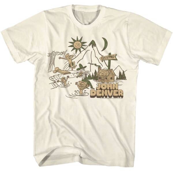 John Denver Country Cabin And Lake- S/S Tshirt