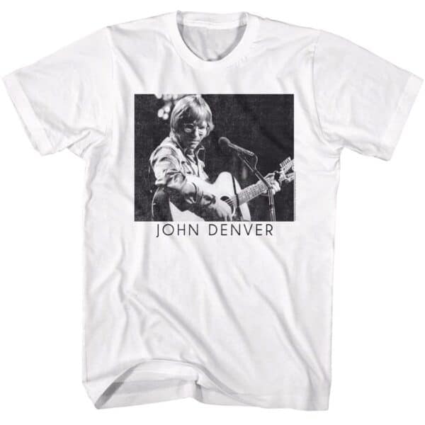 John Denver Playing Guitar Bw- S/S Tshirt