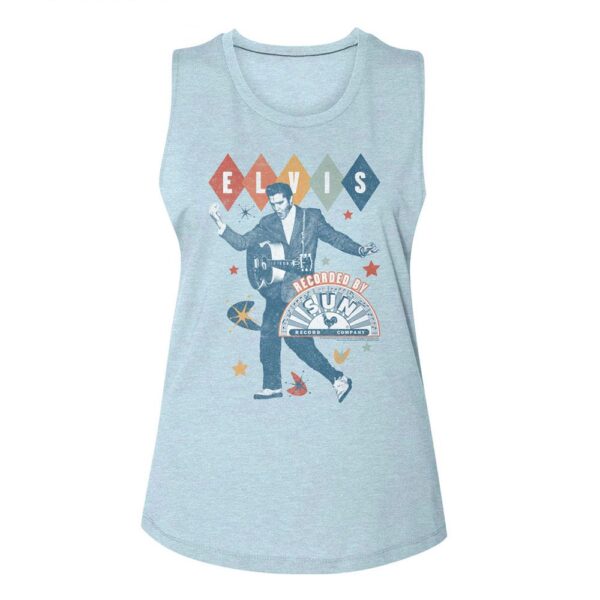 Elvis Sun Records Retro Shapes-Ladies Muscle Tank