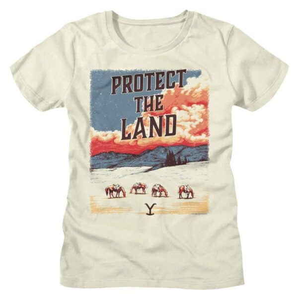 YELLOWSTONE-YELLOWSTONE PROTECT THE LAND-VINTAGE WHITE LADIES S/S TSHIRT