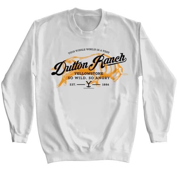 YELLOWSTONE-YELLOWSTONE DUTTON RANCH BUFFALO-WHITE ADULT L/S SWEATSHIRT-2XL