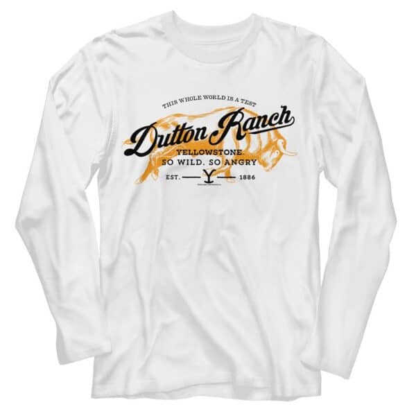 YELLOWSTONE-YELLOWSTONE DUTTON RANCH BUFFALO-WHITE ADULT L/S TSHIRT