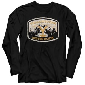 YELLOWSTONE-YELLOWSTONE DUTTON RANCH PATCH-BLACK ADULT L/S TSHIRT