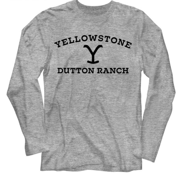 YELLOWSTONE-YELLOWSTONE DARK LOGO-GRAY HEATHER ADULT L/S TSHIRT