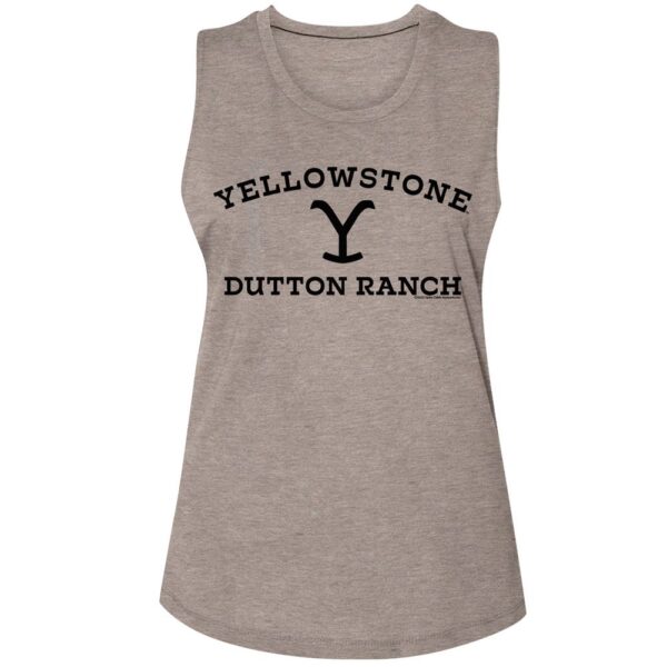 YELLOWSTONE-YELLOWSTONE DARK LOGO-ASH LADIES MUSCLE TANK