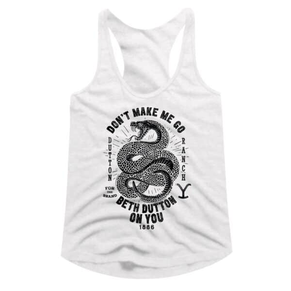 YELLOWSTONE-YELLOWSTONE SNAKE DONT MAKE ME-WHITE LADIES SLIMFIT RACERBACK