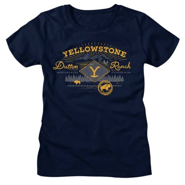 YELLOWSTONE-YELLOWSTONE MOUNTAIN RANGE-NAVY LADIES S/S TSHIRT